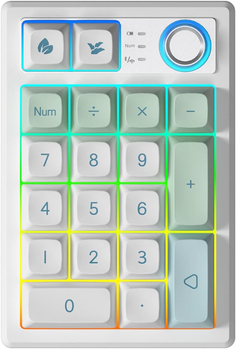 TISHLED Gasket Creamy Mechanical Numpad Programmable Macro Keypad Wireless 2.4G/Bluetooth 5.0/Wired USB-C RGB Backlit Hot Swappable Number Pad Rechargeable Numeric Keyboard Metal Knob for Win/Mac - Image 1